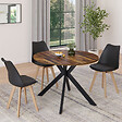 ID MARKET - Table à manger extensible ronde ALIX 4-10 personnes pied araignée noir et plateau bois foncé HAWKINS 110-200 cm - vignette