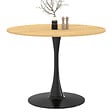 ID MARKET - Table à manger ronde DALIA 4 personnes pieds tulipe bois et noir 100 cm - vignette