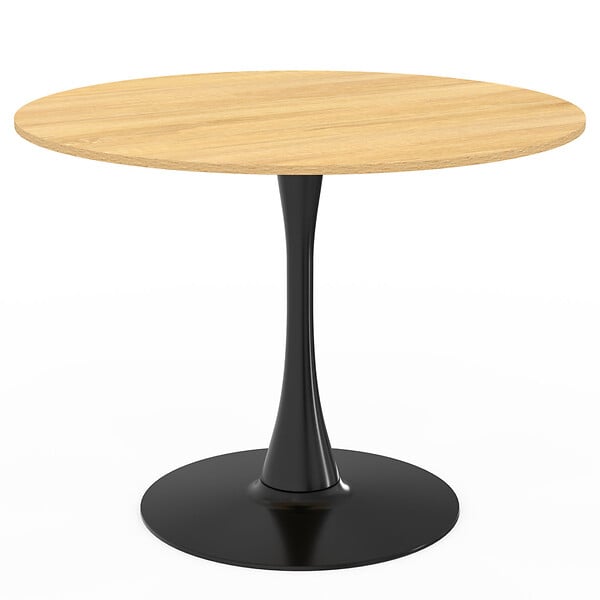 ID MARKET - Table à manger ronde DALIA 4 personnes pieds tulipe bois et noir 100 cm - large