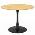 ID MARKET - Table à manger ronde DALIA 4 personnes pieds tulipe bois et noir 100 cm - vignette