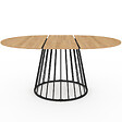 ID MARKET - Table à manger extensible ronde YUNA 4-8 personnes plateau bois et pied filaire en métal 110-150 cm - vignette