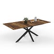 ID MARKET - Table à manger extensible rectangle ALIX 6-10 personnes pied araignée noir et plateau bois foncé HAWKINS 160-200 cm - vignette