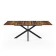 ID MARKET - Table à manger extensible rectangle ALIX 6-10 personnes pied araignée noir et plateau bois foncé HAWKINS 160-200 cm - vignette