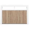 ID MARKET - Buffet 110 cm ELIGHT 3 portes avec LED et niches blanc et bois façon hêtre - vignette