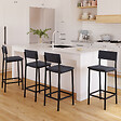 ID MARKET - Lot de 4 tabourets de bar AUBIN avec dossier chaise de cuisine velours gris anthracite - vignette