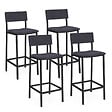 ID MARKET - Lot de 4 tabourets de bar AUBIN avec dossier chaise de cuisine velours gris anthracite - vignette