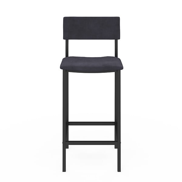 ID MARKET - Lot de 4 tabourets de bar AUBIN avec dossier chaise de cuisine velours gris anthracite - large