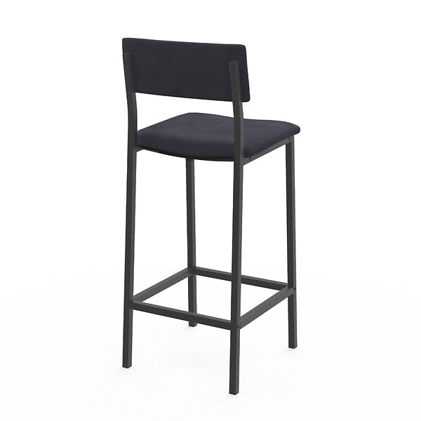 ID MARKET - Lot de 4 tabourets de bar AUBIN avec dossier chaise de cuisine velours gris anthracite - large