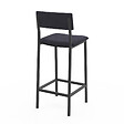 ID MARKET - Lot de 4 tabourets de bar AUBIN avec dossier chaise de cuisine velours gris anthracite - vignette