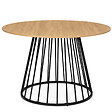ID MARKET - Table à manger ronde YUNA 6 personnes plateau bois et pied filaire en métal noir 110 cm - vignette