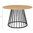 ID MARKET - Table à manger ronde YUNA 6 personnes plateau bois et pied filaire en métal noir 110 cm - vignette