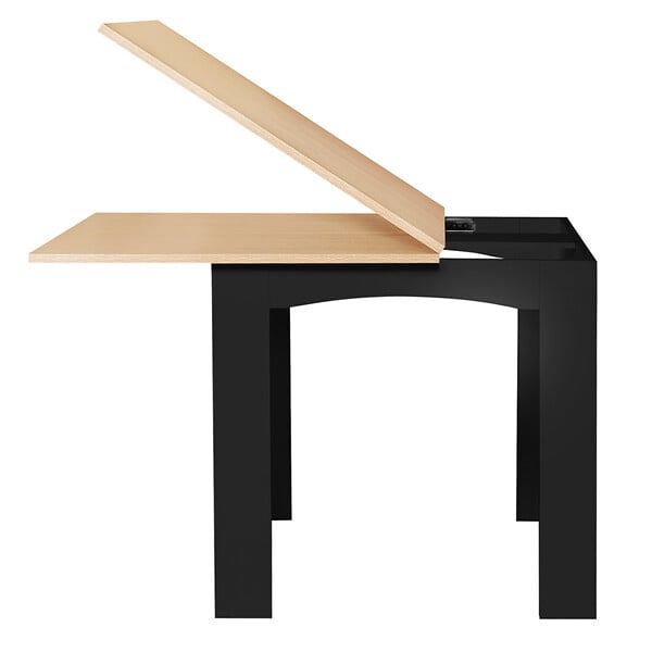 ID MARKET - Table à manger extensible rectangle DONA 4-8 personnes noire plateau façon hêtre 80-160 cm - large