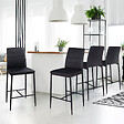 ID MARKET - Lot de 4 tabourets ROMANE en PVC noir design contemporain chaises de bar rembourrées - vignette