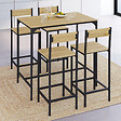 ID MARKET - Ensemble table haute de bar DETROIT 100 cm et 4 chaises de bar design industriel - vignette