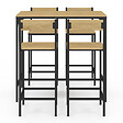 ID MARKET - Ensemble table haute de bar DETROIT 100 cm et 4 chaises de bar design industriel - vignette