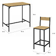 ID MARKET - Ensemble table haute de bar DETROIT 100 cm et 4 chaises de bar design industriel - vignette