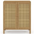 ID MARKET - Buffet d'appoint vintage 2 portes 70 cm HANAE effet naturel cannage - vignette