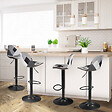 ID MARKET - Lot de 4 tabourets de bar KARL design patchworks noirs, gris et blancs pied noir - vignette
