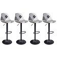 ID MARKET - Lot de 4 tabourets de bar KARL design patchworks noirs, gris et blancs pied noir - vignette