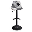 ID MARKET - Lot de 4 tabourets de bar KARL design patchworks noirs, gris et blancs pied noir - vignette