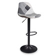 ID MARKET - Lot de 4 tabourets de bar KARL design patchworks noirs, gris et blancs pied noir - vignette