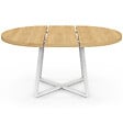 ID MARKET - Table à manger extensible ronde SELMA 4-8 personnes bois et blanc 110-150 cm - vignette