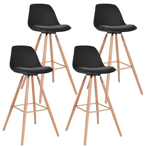 ID MARKET - Lot de 4 tabourets de bar SARA noir - large
