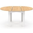ID MARKET - Table à manger extensible ronde DONA 4-8 personnes blanche plateau façon hêtre 110-150 cm - vignette