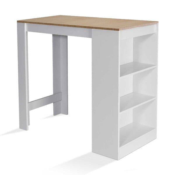 ID MARKET - Table de bar BARTH 2 à 4 personnes bois blanc plateau façon hêtre - large