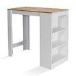 ID MARKET - Table de bar BARTH 2 à 4 personnes bois blanc plateau façon hêtre - vignette