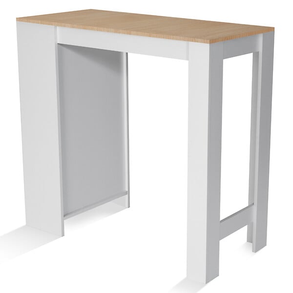 ID MARKET - Table de bar BARTH 2 à 4 personnes bois blanc plateau façon hêtre - large