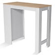 ID MARKET - Table de bar BARTH 2 à 4 personnes bois blanc plateau façon hêtre - vignette