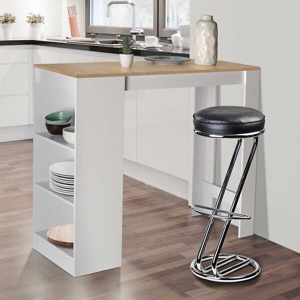 ID MARKET - Table de bar BARTH 2 à 4 personnes bois blanc plateau façon hêtre - large
