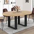 ID MARKET - Table à manger extensible ronde PHOENIX 4-6 personnes bois et noir 110-150 cm - vignette