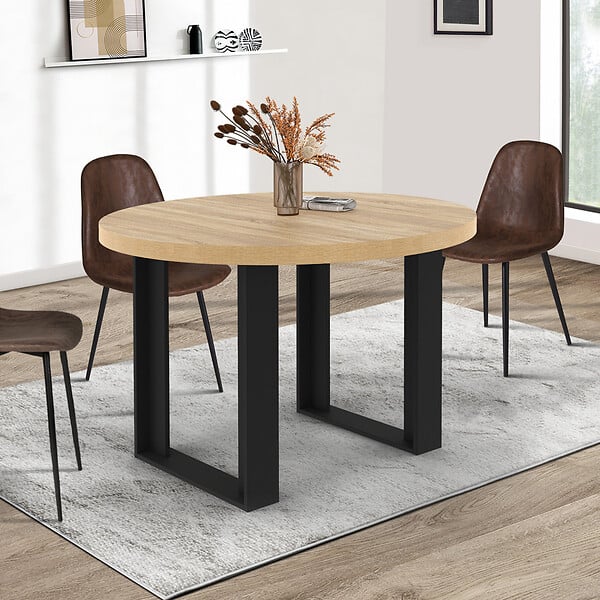 ID MARKET - Table à manger extensible ronde PHOENIX 4-6 personnes bois et noir 110-150 cm - large
