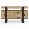 ID MARKET - Buffet 140 cm PHOENIX 3 portes et 3 tiroirs bois et noir - vignette
