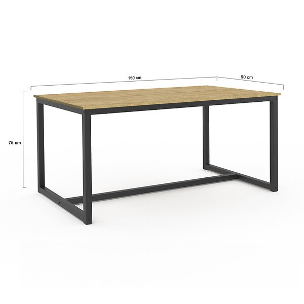 ID MARKET - Table à manger rectangle DETROIT 8 personnes design industriel 150 cm - large