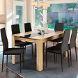 ID MARKET - Ensemble table à manger GEORGIA 140 cm imitation hêtre et noire et 6 chaises ROMANE noires - vignette