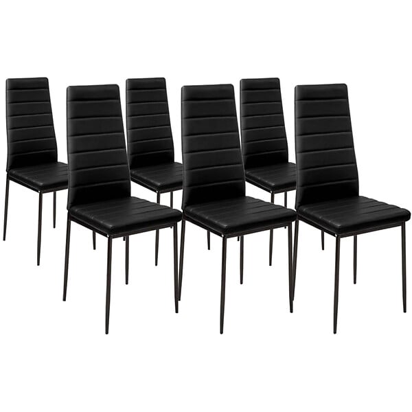 ID MARKET - Ensemble table à manger GEORGIA 140 cm imitation hêtre et noire et 6 chaises ROMANE noires - large