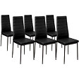ID MARKET - Ensemble table à manger GEORGIA 140 cm imitation hêtre et noire et 6 chaises ROMANE noires - vignette