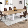 ID MARKET - Table à manger extensible rectangle PHOENIX 4-8 personnes bois et blanc 160-200 cm - vignette