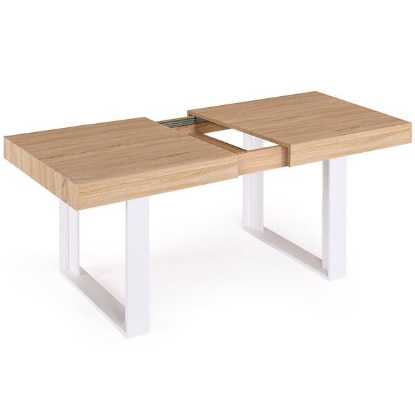 ID MARKET - Table à manger extensible rectangle PHOENIX 4-8 personnes bois et blanc 160-200 cm - large