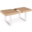 ID MARKET - Table à manger extensible rectangle PHOENIX 4-8 personnes bois et blanc 160-200 cm - vignette