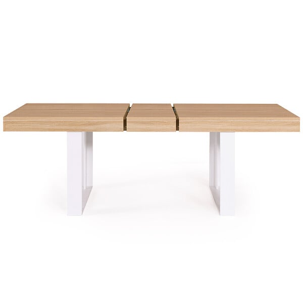ID MARKET - Table à manger extensible rectangle PHOENIX 4-8 personnes bois et blanc 160-200 cm - large