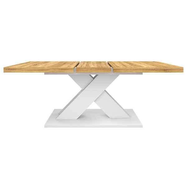 ID MARKET - Table à manger extensible rectangle ALICIA 6-10 personnes bois et blanc 160-200 cm - large