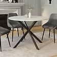 ID MARKET - Table à manger ronde ALIX 6 personnes pied araignée noir plateau effet terrazzo SIMONE  110 cm - vignette