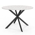 ID MARKET - Table à manger ronde ALIX 6 personnes pied araignée noir plateau effet terrazzo SIMONE  110 cm - vignette