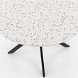 ID MARKET - Table à manger ronde ALIX 6 personnes pied araignée noir plateau effet terrazzo SIMONE  110 cm - vignette