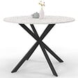 ID MARKET - Table à manger ronde ALIX 6 personnes pied araignée noir plateau effet terrazzo SIMONE  110 cm - vignette