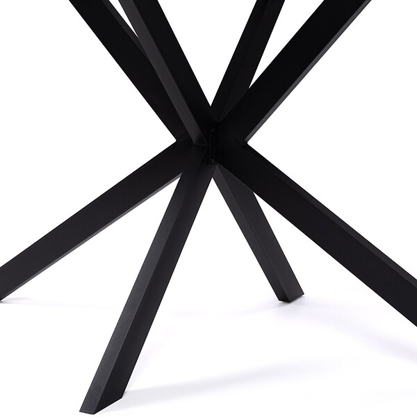 ID MARKET - Table à manger rectangle ALIX 8 personnes pied araignée noir et plateau effet marbre blanc ALASKA 160 cm - large